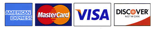 American Express, MasterCard, Visa and Discover credit cards