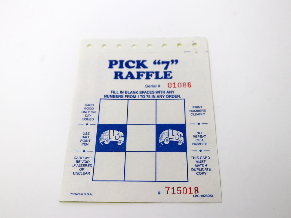 u pick em single face pick 7 raffle paper