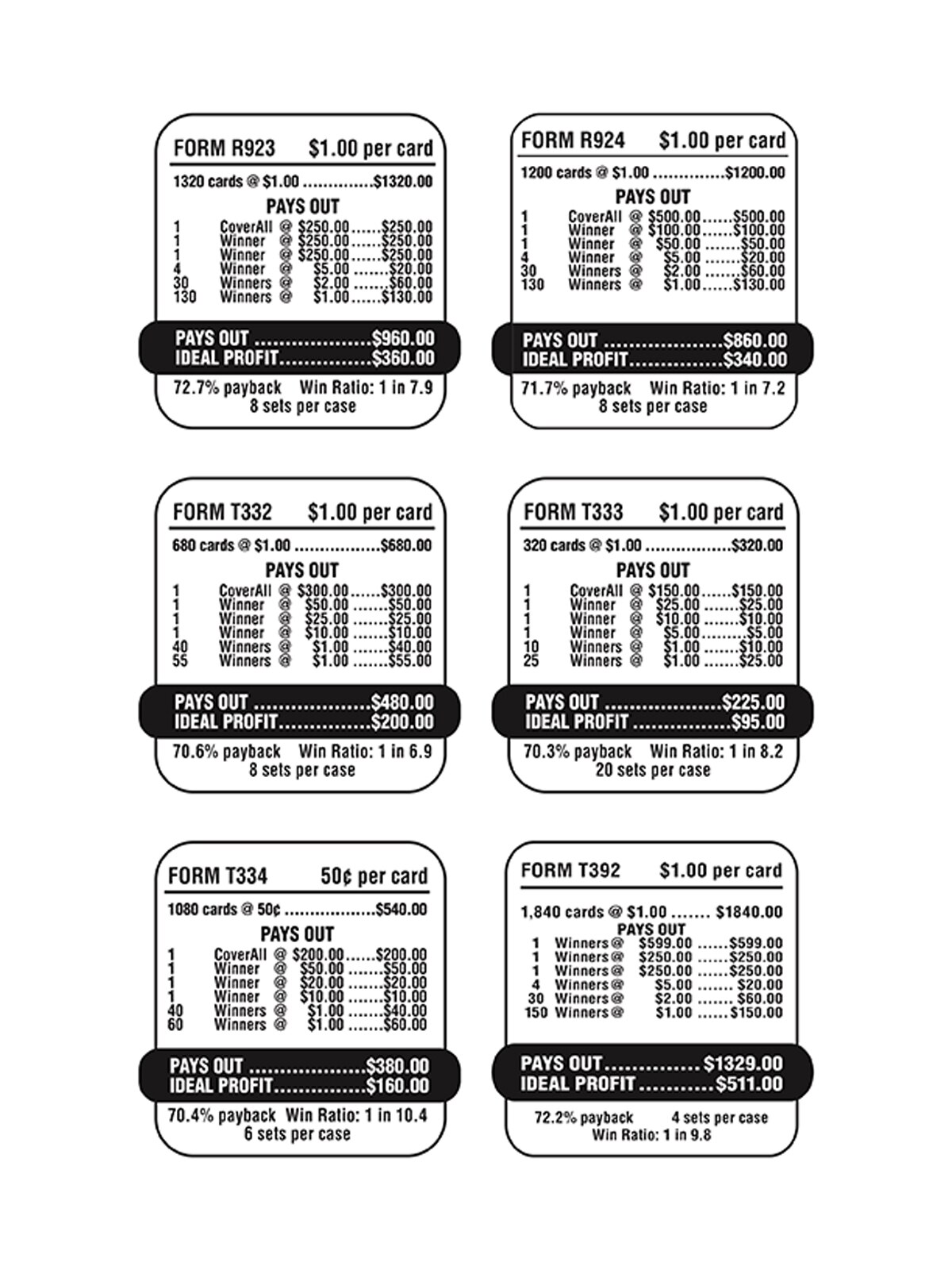Lightning Betty 300 Bingo Pull Tab Event Game Bingo Cards Sports