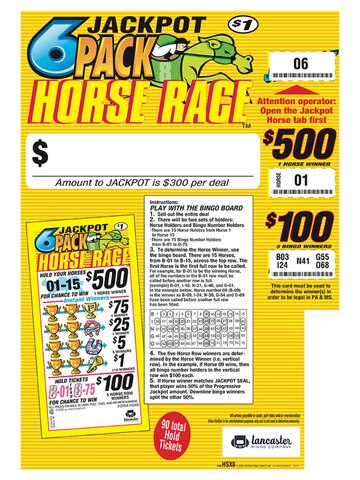 6 Pack Horse Race Jackpot 1960 Ct