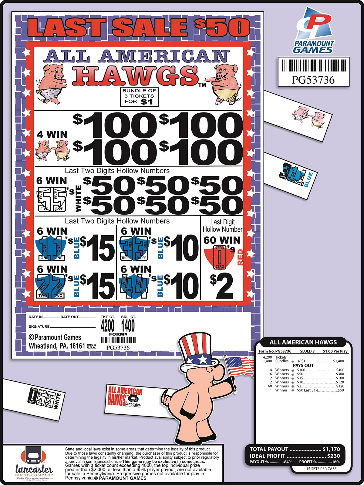 paramount games pull tabs