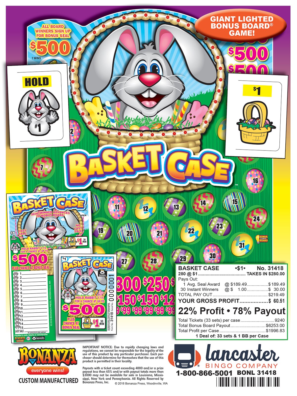 Seal Card Honeys Money All Holders Win Bingo Pull Tabs Game