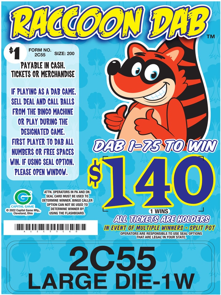 Bar Rip Tickets RACCOON DAB STRIP TICKET VP1732 200 CT NLS