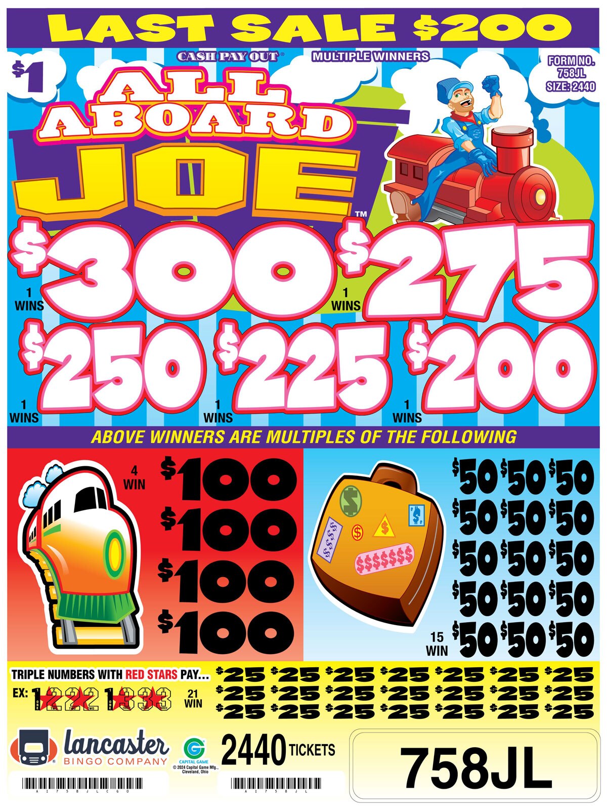 Game Type: All-Holders-Win, Bank-SLASH-Pic-Style, Bonus-Board