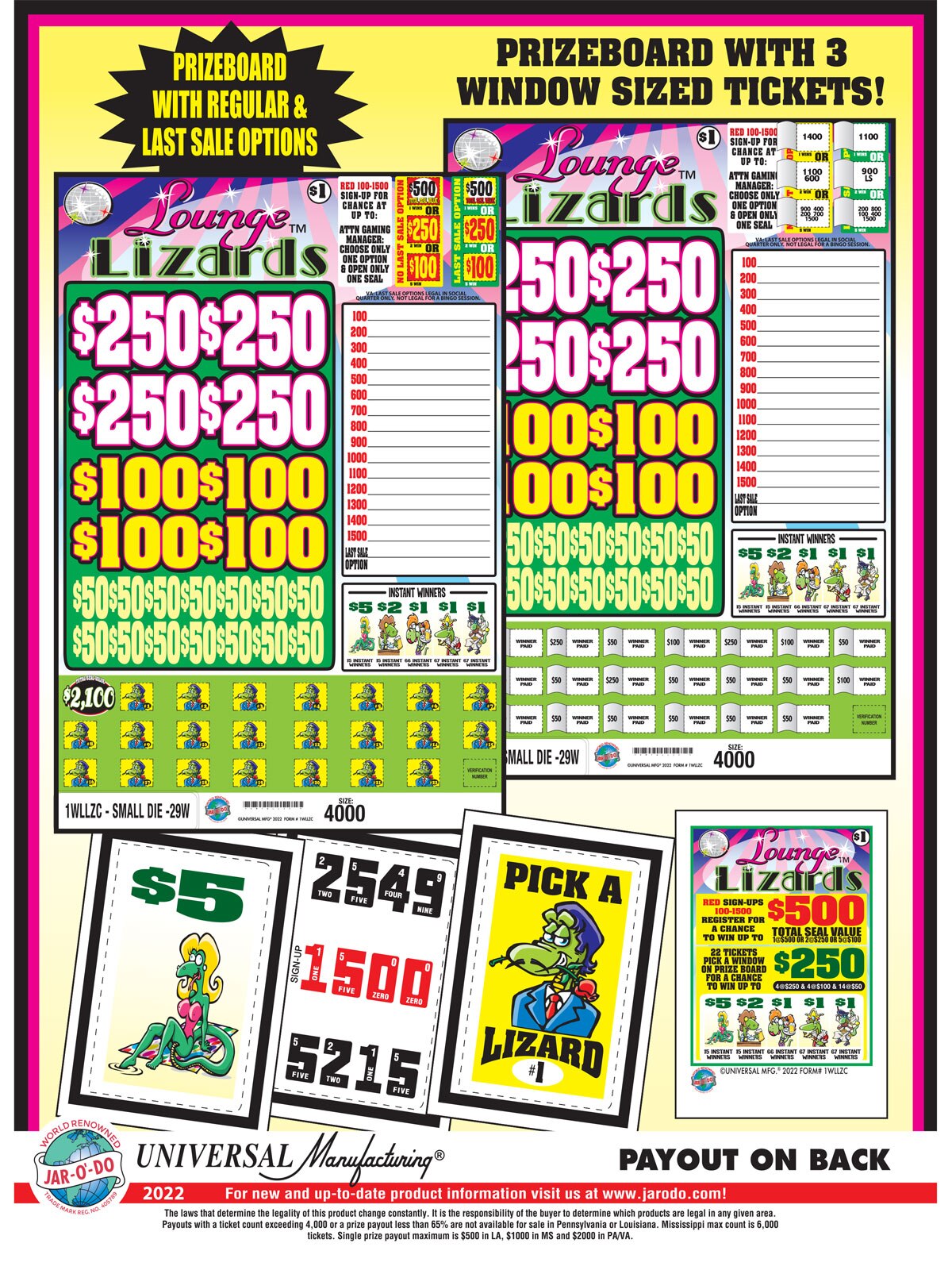 Game Type All Holders Win Bonus Board Bonus Seal Bonus Board Elimination Licensed Product Merchandise Game Tickets Novelty SLASH Merchandise Perfed Stamp Tub Number of Pulls 1 4 5